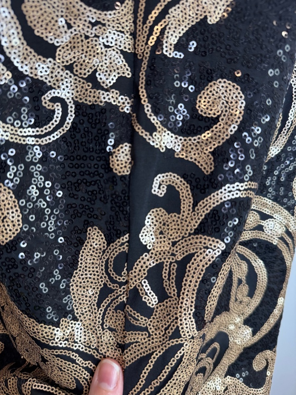 Le Chateau Black Sequin Sheath Dress tight dress golden sequins chic baroque - Picture 7 of 9